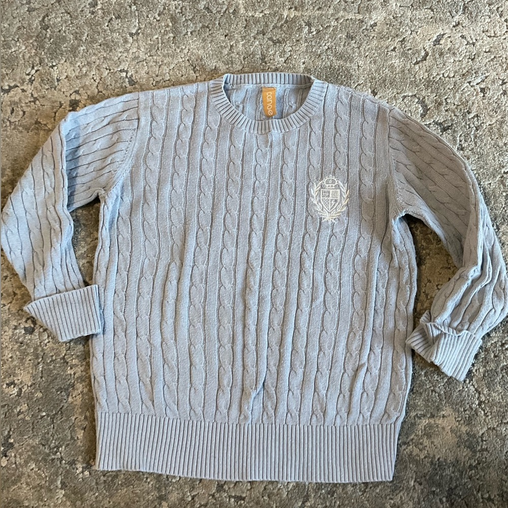 Canoe Classic Cable Knit Sweater in Light Blue